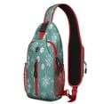 thumbnail image 1 of Sling Backpack,Turquoise Christmas Snowflake Pattern Crossbody Bag with Water Bottle Holder,Waterproof Sling Bag for Men/Women with Chest Phone Holder for Hiking,Travel, 1 of 6