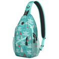 thumbnail image 1 of Sling Backpack,Turquoise Christmas Tree Pattern Sling Bag with Water Bottle Holder,Waterproof Sling Bag for Men/Women with Headphone Jack for Hiking,Travel, 1 of 6