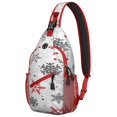 thumbnail image 1 of Sling Backpack,White Christmas Snowflake Pattern Sling Bag with Water Bottle Holder,Waterproof Sling Bag for Men/Women with Headphone Jack for Hiking,Travel, 1 of 6