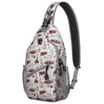 thumbnail image 1 of Sling Backpack,White Christmas Truck and Tree Pattern Sling Bag with Water Bottle Holder,Waterproof Sling Bag for Men/Women with Headphone Jack for Hiking,Travel, 1 of 6