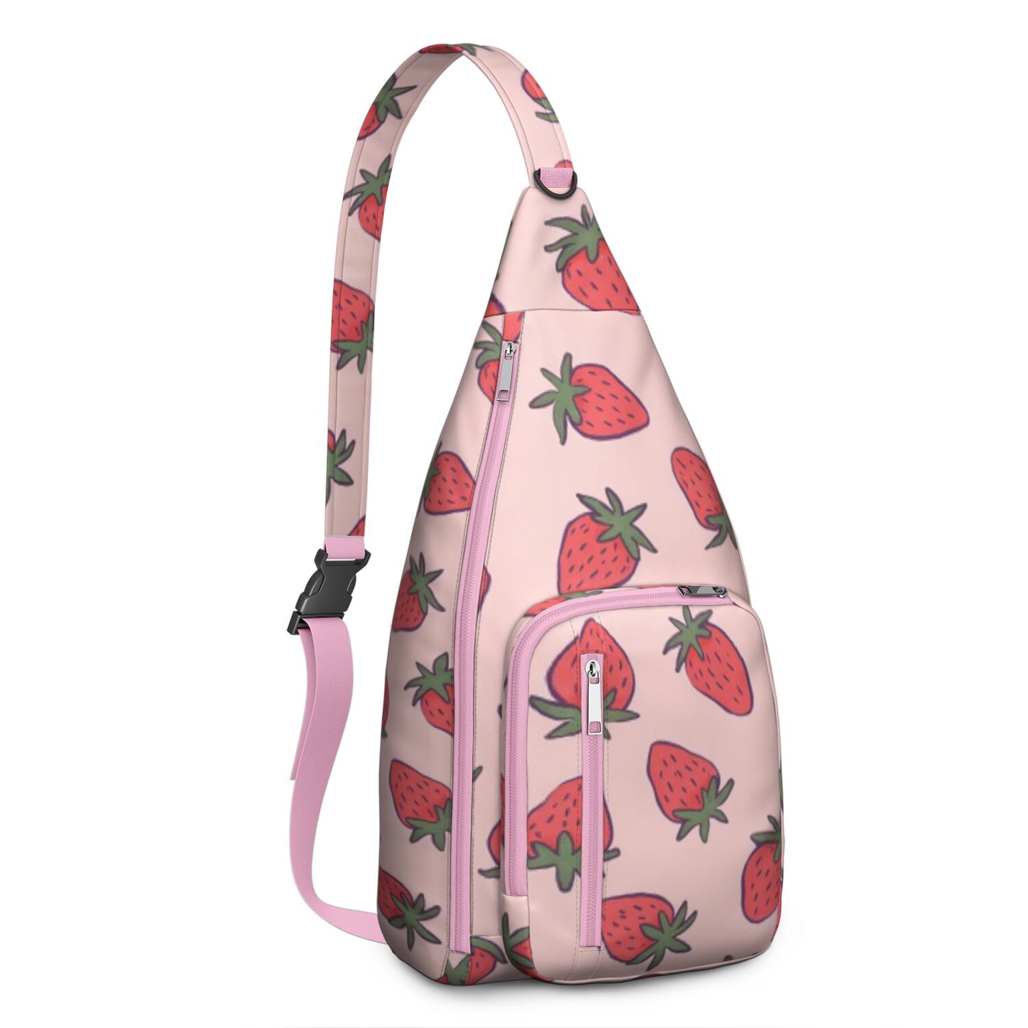 Sling Backpack for Men with Adjustable Shoulder Strap Shoulder Backpack Hiking Sling Backpack Travel Hiking Casual Daypack Strawberry