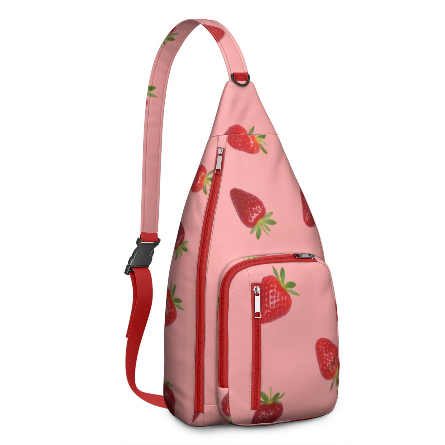 Sling Backpack for Men with Adjustable Shoulder Strap Shoulder Backpack Shoulder Backpack Travel Hiking Casual Daypack Strawberry