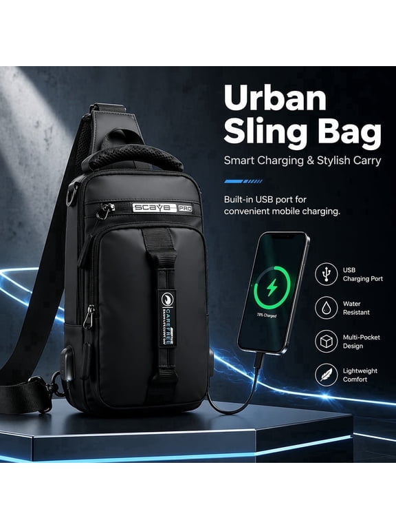 Sling Bag Anti-Theft Crossbody Bag RFID Travel Cross Body Shoulder Sling Backpack(Black)