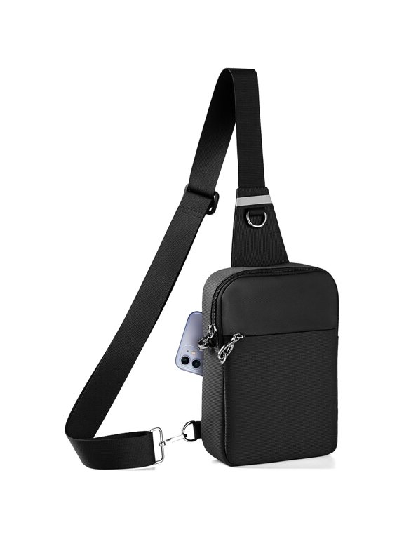 Sling Bag, Anti Theft Sling Crossbody Bag for Women Men, Lock Zipper, RFID Blocking, Water Resistant, Compact Lightweight Waist Pack for Travel & Daily Use (Black)