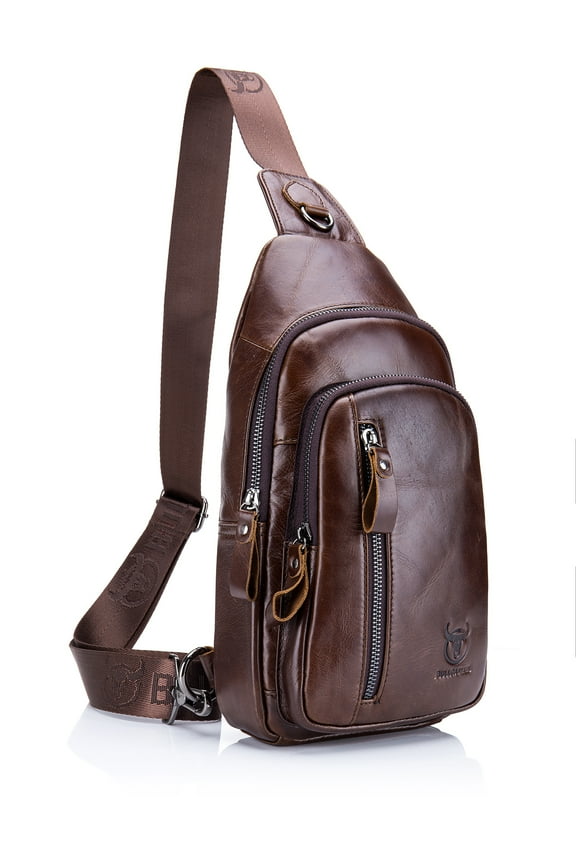 Sling Bag, BULLCAPTAIN Leather Chest Bag Crossbody Shoulder Business Backpack Outdoor Daypack