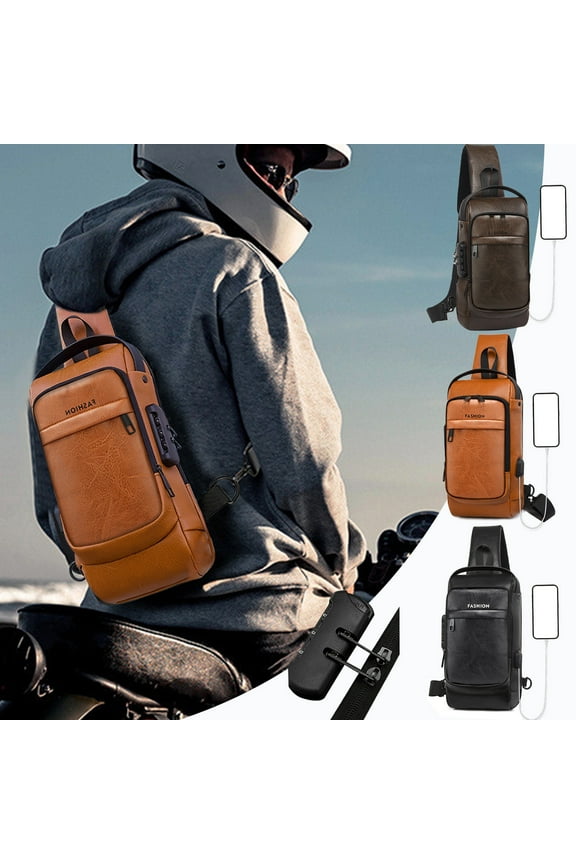 Sling Bag | Chest Shoulder Crossbody Bag | Travel Purse, Adjustable One Strap, Earphone Hole, High Density Cloth, Fits 7.9 Inch Tablet, Brown Coffee