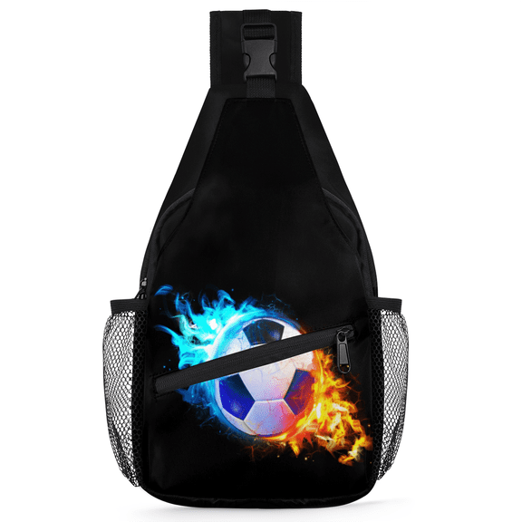 Sling Bag, Compact Crossbody Backpack with Multiple Organizers for Sports, Gym, and Daily Carry,Soccer Ball Print Fanny Pack