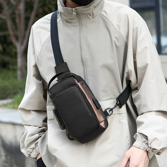 Sling Bag Crossbody Backpack For Men Women Hiking Waterproof Travel Shoulder Bags,Men's Chest Bag Anti-theft Lock Charging Usb Interface,Multi-Functional Shoulder Bag Backpack