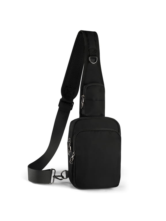 Anti-Theft Zipper Sling Crossbody Bag, Rfid Blocking, Water Resistant, 1.5L, Unisex, Black