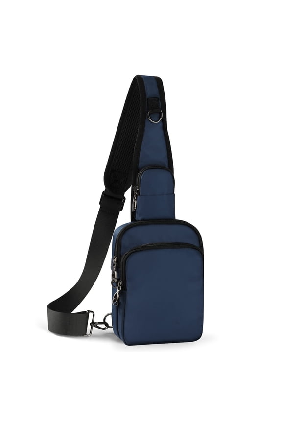 Anti-Theft Zipper Sling Crossbody Bag, RFID Blocking, Water Resistant, 1.5L, Unisex, Blue