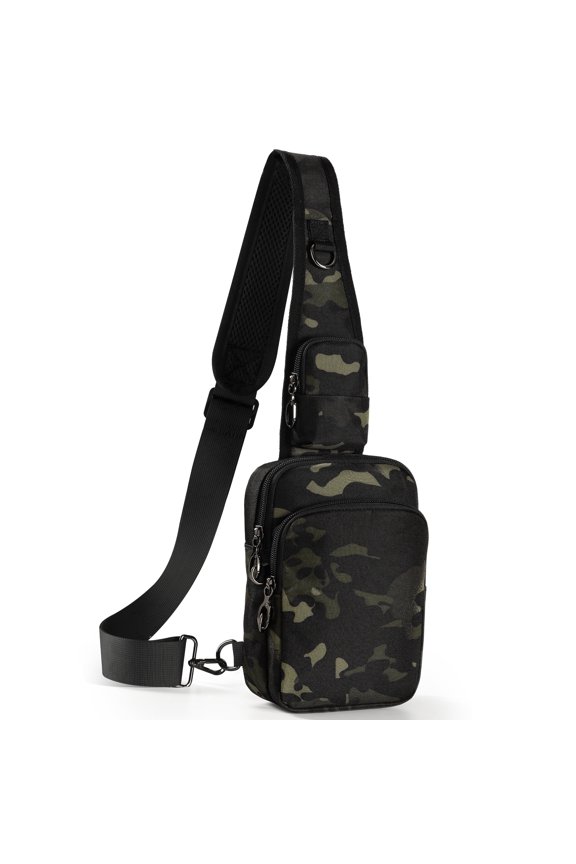 Sling Bag, Crossbody Bag with Zipper Lock, RFID Blocking & Water Resistant for Men and Women,Camouflage Green