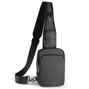 Sling Crossbody Bag with Anti-Theft Zipper, Rfid Blocking, Water Resistant, 1.5L, Unisex, Grey