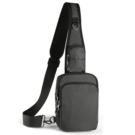 VADOO Sling Crossbody Bag with Anti-Theft Zipper, Rfid Blocking, Water Resistant, 1.5L, Unisex, Grey