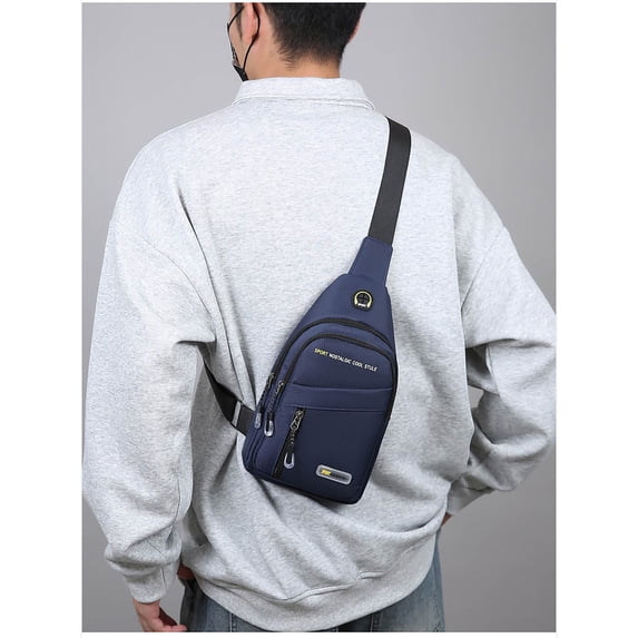 Sling Bag For Men,Small Backpack PU Waterproof,Lightweight Crossbody Shoulder Daypack for Men and Women,Outdoor Sports Hiking Camping - Blue