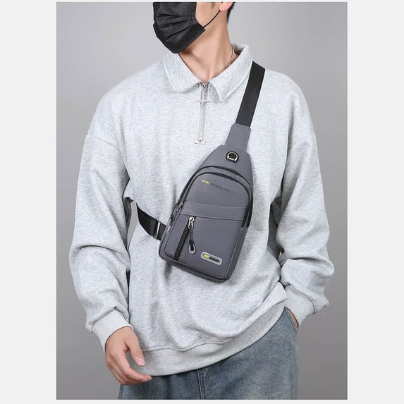 Sling Bag For Men,Small Backpack PU Waterproof,Lightweight Crossbody Shoulder Daypack for Men and Women,Outdoor Sports Hiking Camping - Gray