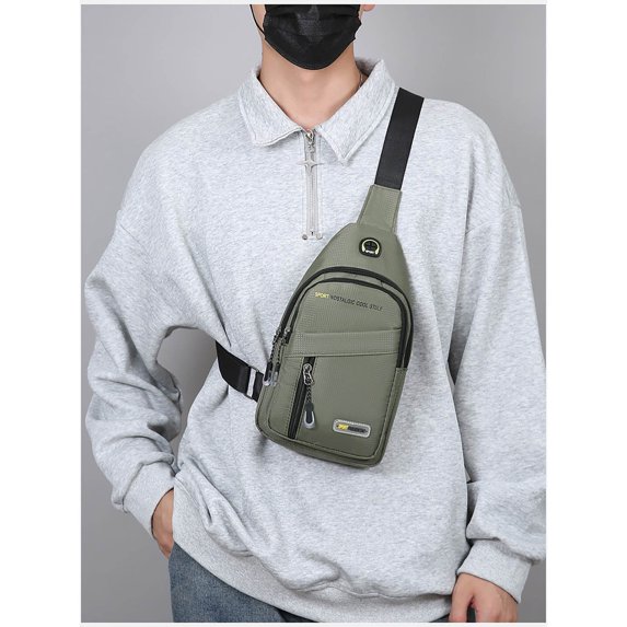 Sling Bag For Men,Small Backpack PU Waterproof,Lightweight Crossbody Shoulder Daypack for Men and Women,Outdoor Sports Hiking Camping - Green