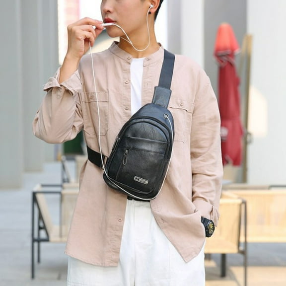 Sling Bag For Men Women Shoulder Backpack Chest Bags Crossbody Daypack With Earphone Hole For Hiking Camping Outdoor Trip