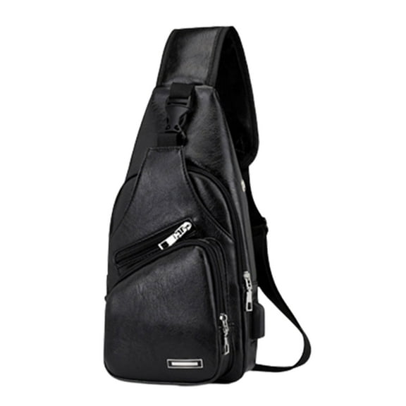 Sling Bag,Hiking Fanny Pack for Men,Hiking Crossbody Bag,Shoulder Backpack Chest Bags Crossbody Daypack With Earphone Hole for Hiking Camping Outdoor Trip(Black 12*8*2in)