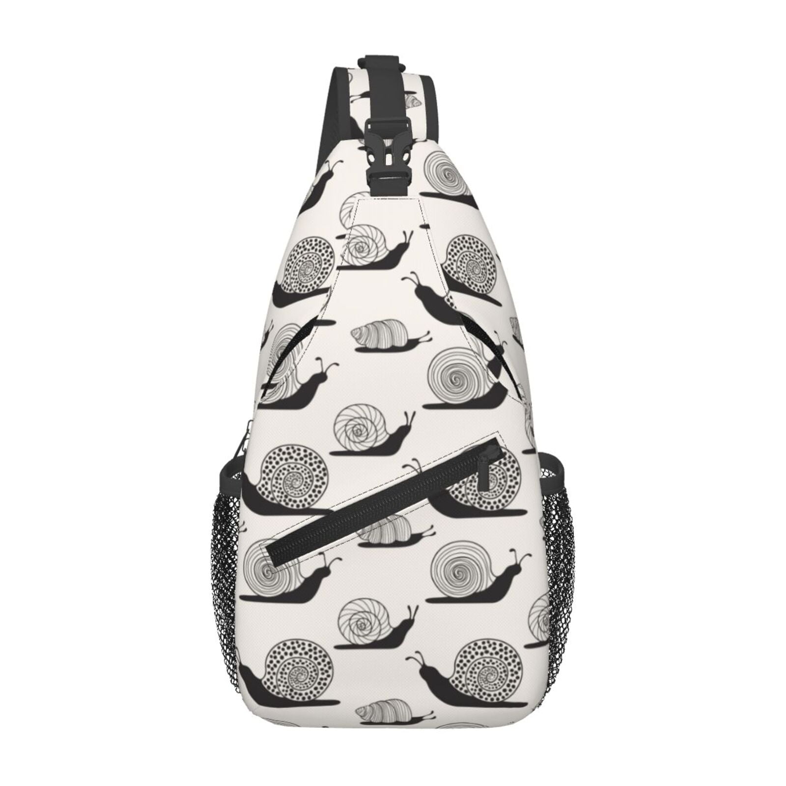 Sling Bag for Men, Black White Snail Print Fanny Pack Crossbody Bags ...