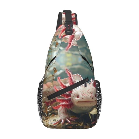 Sling Bag for Men, Colorful Axolotl Underwater Fanny Pack Crossbody Bags Shoulder Chest Bag, Small Gym Bag Anti Theft Crossbody Backpack Daypack for Travel Sports Running Hiking