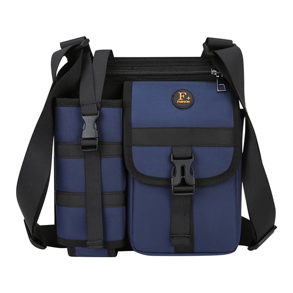 Sling Bag Men Crossbody Bag With Bottle Holder Multi-layer Adjustable Chest Bag Backpack Portable Sling Backpack For Sports Gym Hiking Fishing Dark Blue