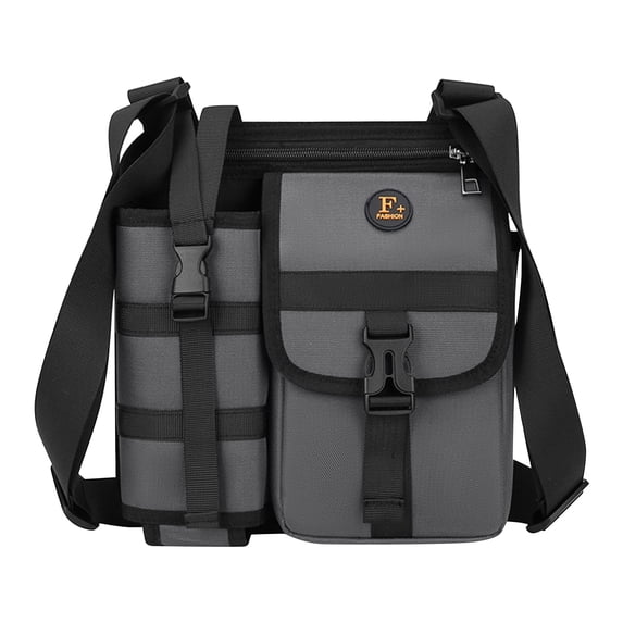 Sling Bag Men Crossbody Bag With Bottle Holder Multi-layer Adjustable Chest Bag Backpack Portable Sling Backpack For Sports Gym Hiking Fishing Gray