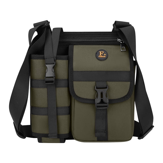 Sling Bag Men Crossbody Bag With Bottle Holder Multi-layer Adjustable Chest Bag Backpack Portable Sling Backpack For Sports Gym Hiking Fishing Green
