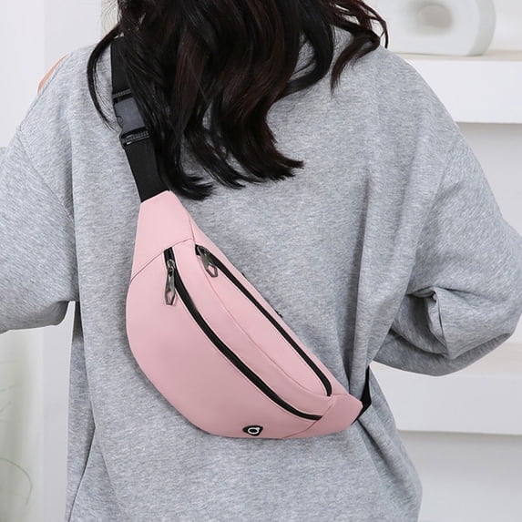 Sling Bag Men Crossbody Bag Women Pouch Travel Waist Pack Adjustable Strap Compact Everyday Carry Urban Side Bag Security Zipper Pouch - Pink