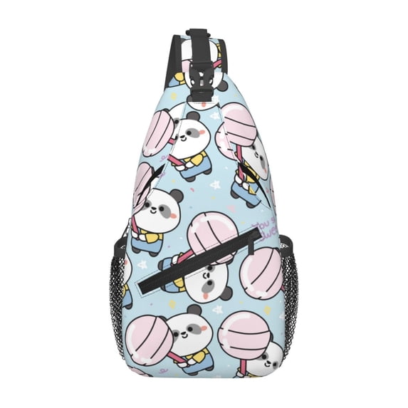 Sling Bag for Men, Cute Panda Bear Fanny Pack Crossbody Bags Shoulder Chest Bag, Small Gym Bag Anti Theft Crossbody Backpack Daypack for Travel Sports Running Hiking