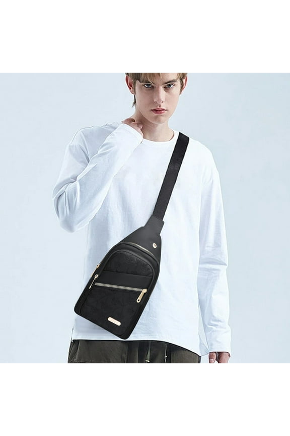 Sling Bag for Men and Women, Lightweight Adjustable Strap Chest Bag, Crossbody Shoulder Backpack, Multi-Purpose Sling Bag - Travel and Hiking Shoulder Bag(Black)