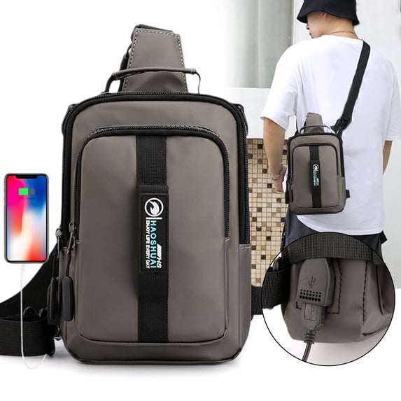 Sling Bag For Men Women Shoulder Backpack Chest Bags Crossbody Daypack With Earphone Hole For Hiking Camping Outdoor Trip Stylish Carrying Methodes With USB