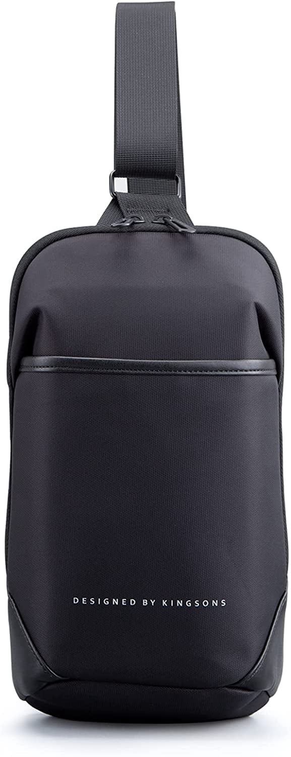 Kingsons Waterproof Polyester Fabric Sling Backpacks with Adjustable Strap, 7 Inch Laptop Compartment, Black