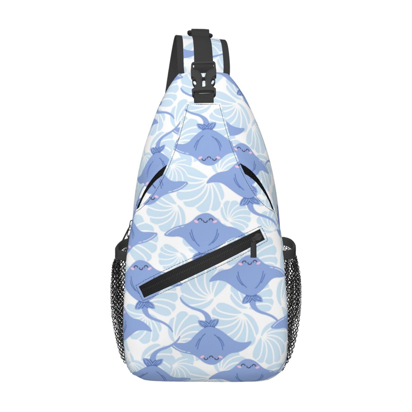 Sling Bag for Men, cute stingray blue shells Fanny Pack Crossbody Bags ...