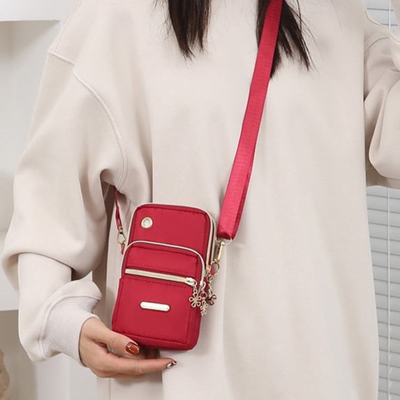 Sling Bag Multipurpose Hands Free Crossbody Backpack Lightweight Polyester Chest Bag Red Travel Small Backpack