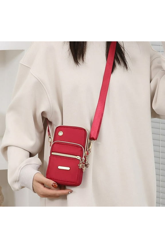 Sling Bag Multipurpose Hands Free Crossbody Backpack Lightweight Polyester Chest Bag Red Travel Small Backpack