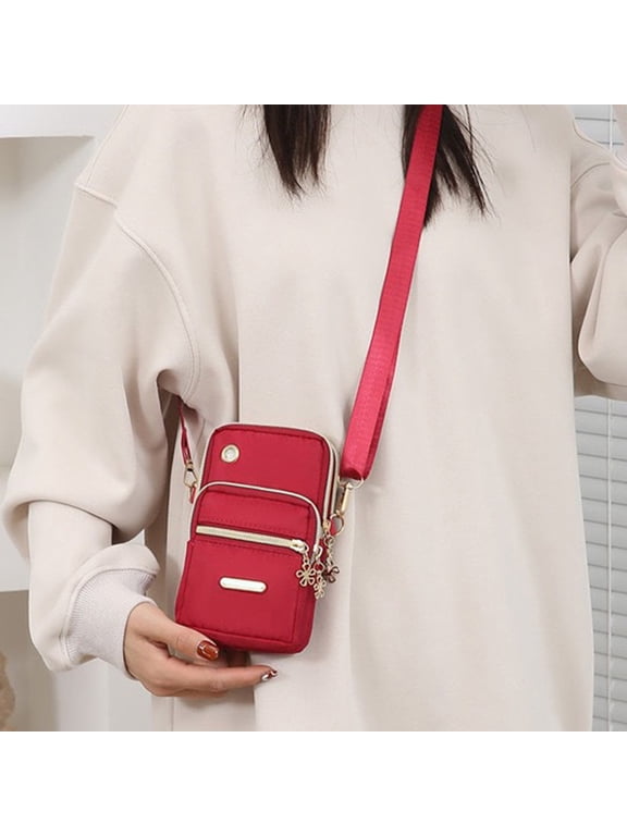 Sling Bag Multipurpose Hands Free Crossbody Backpack Lightweight Polyester Chest Bag Red Travel Small Backpack