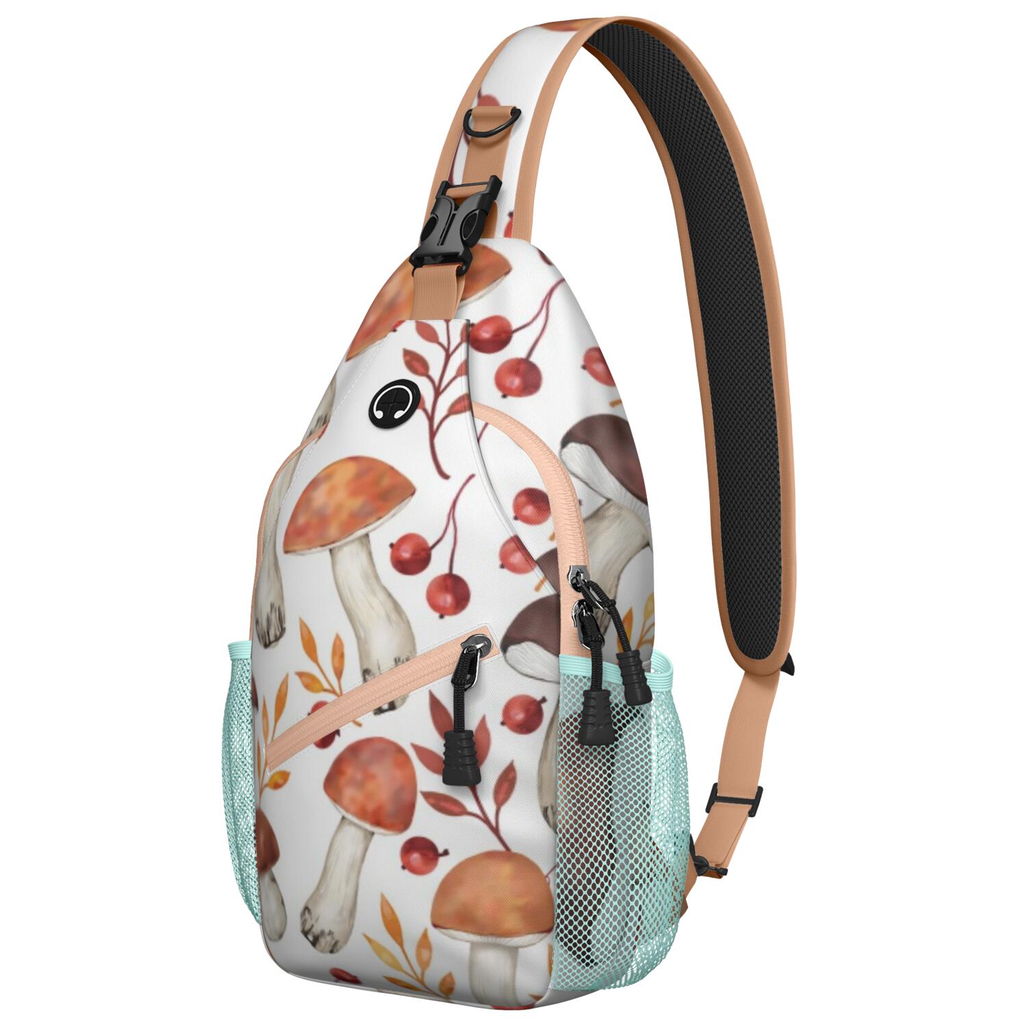 Sling Bag Mushroom Travel Sling Bag Shoulder Backpack Travel Chest Pack for Men Women