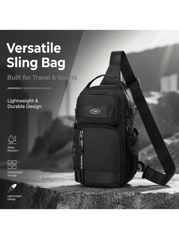Sling Bag RFID Cross Body Bag Recycled Crossbody Backpack Travel Daypack(Black)