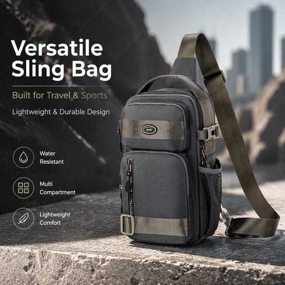 Sling Bag RFID Cross Body Bag Recycled Crossbody Backpack Travel Daypack(Grey)