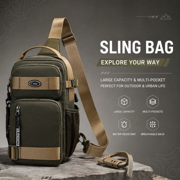 Sling Bag RFID Cross Body Bag Recycled Crossbody Backpack Travel Daypack(Grey)