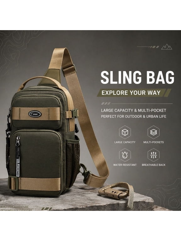 Sling Bag RFID Cross Body Bag Recycled Crossbody Backpack Travel Daypack(Grey)