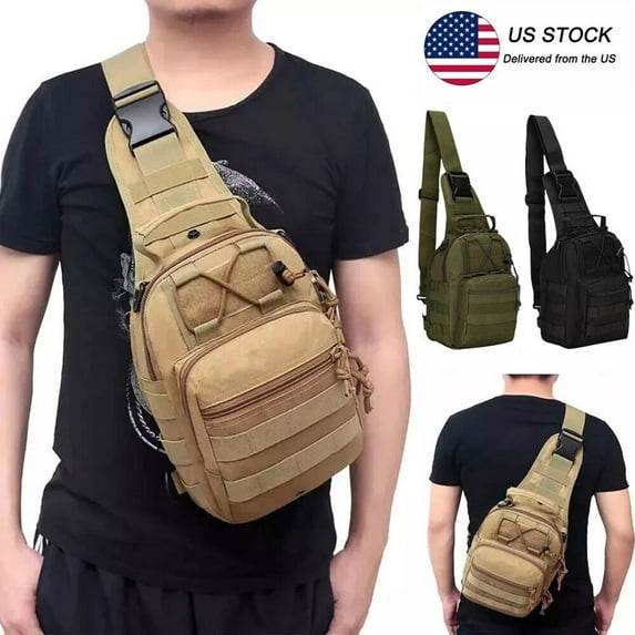 Sling Bag Small Crossbody Backpack Shoulder Chest Pack Casual Daypack Rucksack for Men Women Green