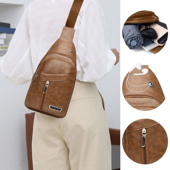 Sling Bag, Waterproof Crossbody Bag for Women and Men, Lightweight Shoulder Tote, Fanny Pack for Travel and Outdoor Activities (Khaki)