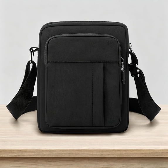 Sling Bag for Women, Lightweight Nylon Crossbody Purse, Water Resistant Casual Shoulder Handbag, Adjustable Strap Multi-Pocket Small Phone Pouch for Everyday Shopping Travel, Black
