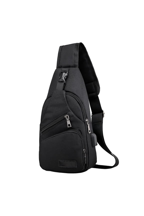 Sling Bag for Women & Men, Crossbody Chest Bag with USB & Headphone Holes, Minimalist Shoulder Pouch for Hiking, Travel, Dating - Lightweight & Trendy Outdoor Backpack