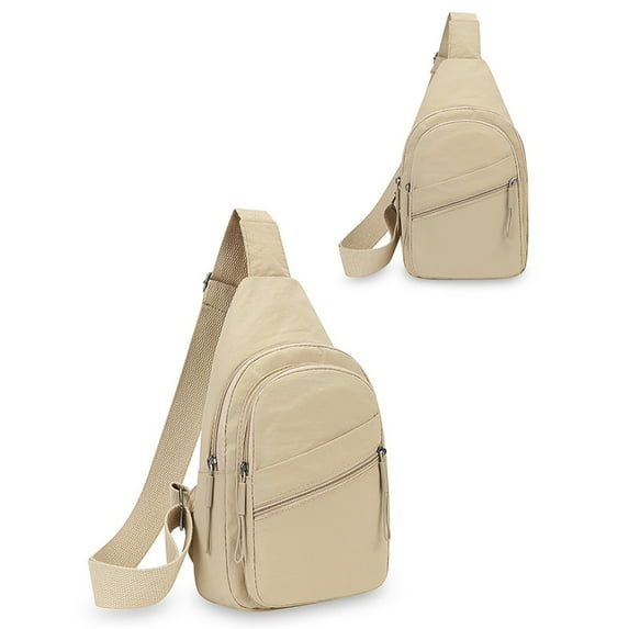 Sling Bag for Women Men, Trendy Crossbody Sling Bag with Adjustable Shoulder Straps, Small Sling Backpack, Multipurpose Outdoor Chest Bag for Travel Hiking Camping(Khaki)