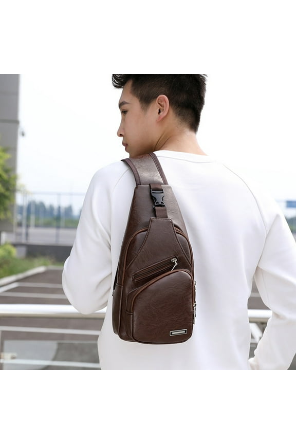 Sling Bag, Yannianjz Sling Bag, Crossbody Chest Bag for Men Women, Travel Daypack with Earphone Hole, Water Resistant Shoulder Bag for Hiking Camping Commute