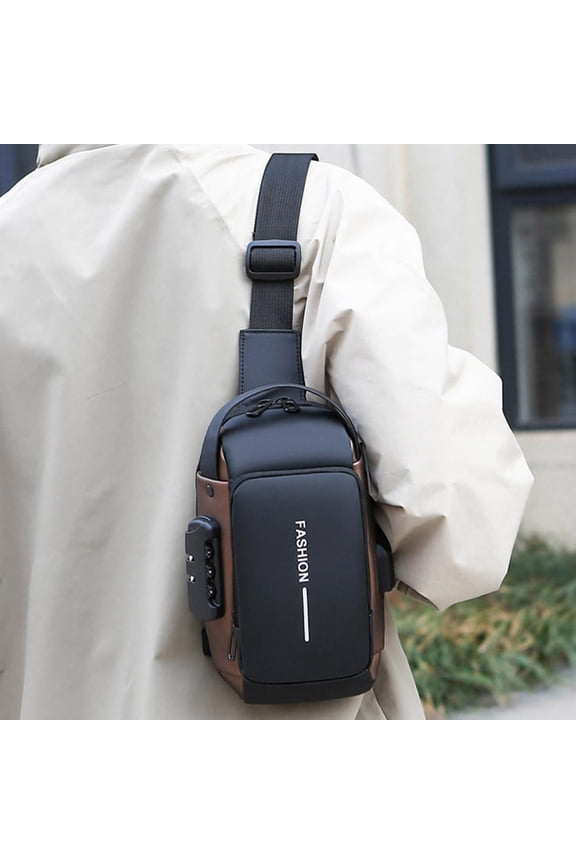 Sling Bag for Men Anti-Theft Crossbody Bag Large Capacity Waterproof Rechargeable Chest Backpack for Daily Use