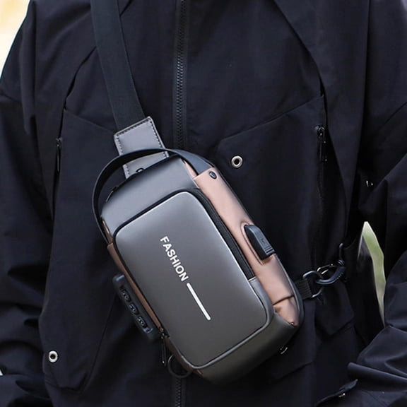 Sling Bag for Men Anti-Theft Crossbody Bag Large Capacity Waterproof Rechargeable Chest Backpack for Daily Use