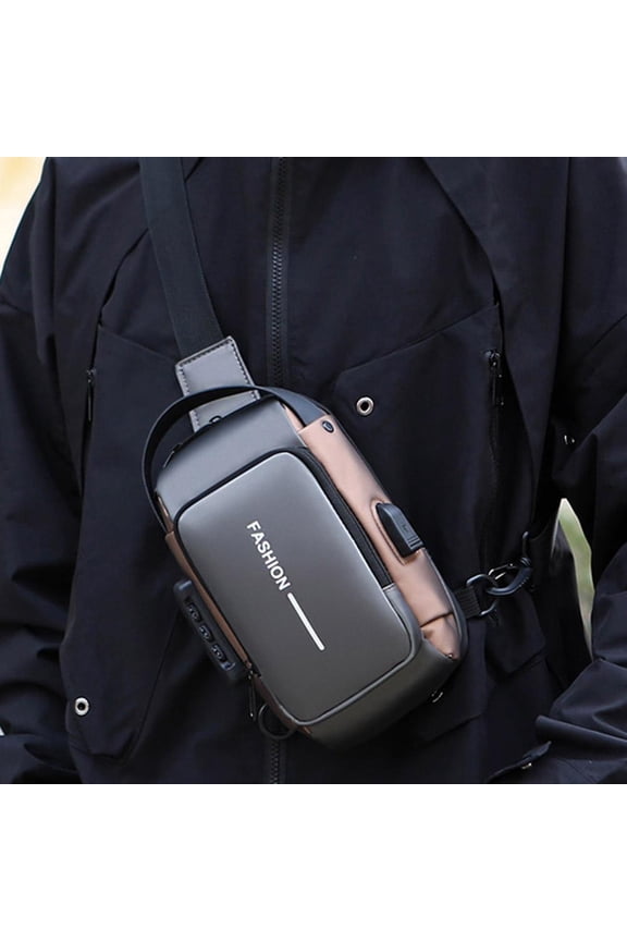 Sling Bag for Men Anti-Theft Crossbody Bag Large Capacity Waterproof Rechargeable Chest Backpack for Daily Use